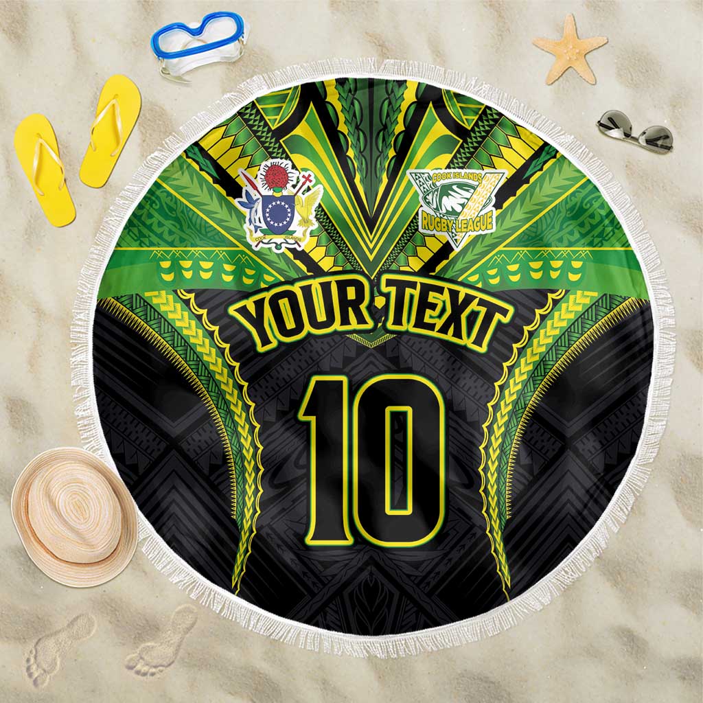 Custom Cook Islands Rugby Beach Blanket Tatau Art Sport Style Black Color LT03 One Size 150cm Black - Polynesian Pride