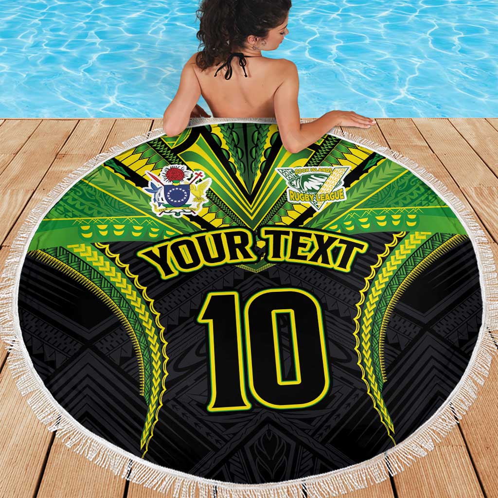 Custom Cook Islands Rugby Beach Blanket Tatau Art Sport Style Black Color
