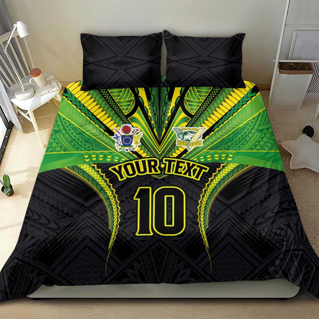 Custom Cook Islands Rugby Bedding Set Tatau Art Sport Style Black Color LT03 - Polynesian Pride