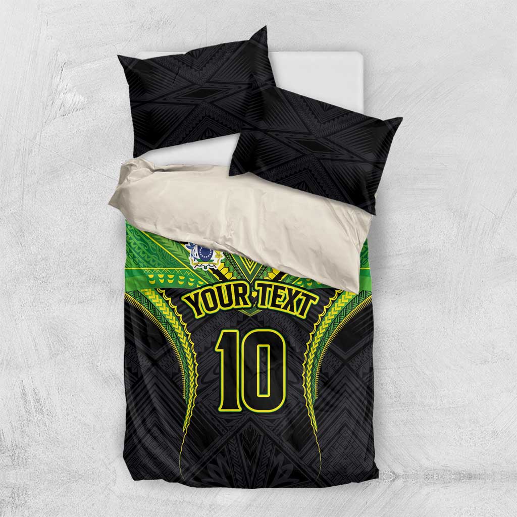 Custom Cook Islands Rugby Bedding Set Tatau Art Sport Style Black Color LT03 US Twin 172cm x 218cm Black - Polynesian Pride