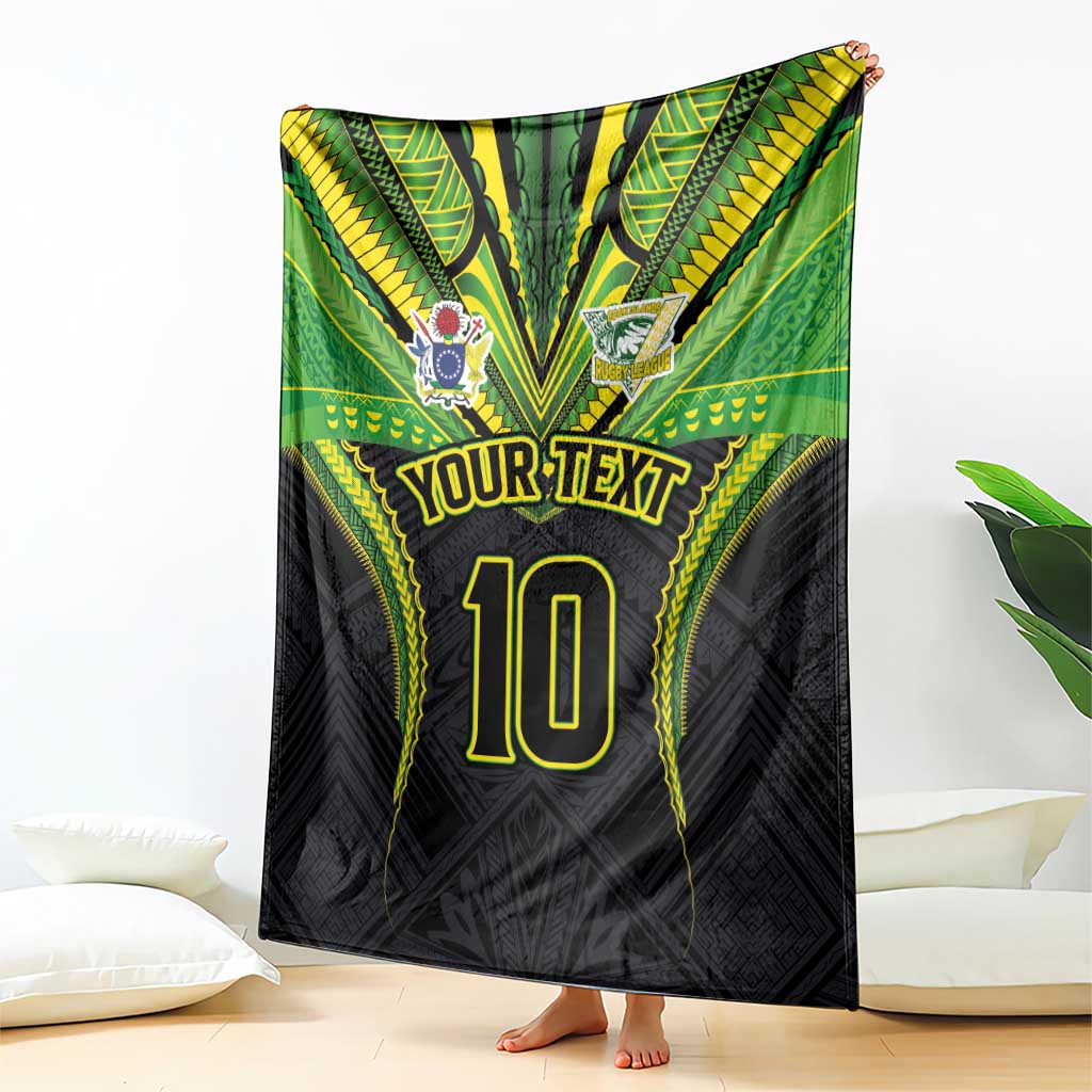 Custom Cook Islands Rugby Blanket Tatau Art Sport Style Black Color LT03 - Polynesian Pride