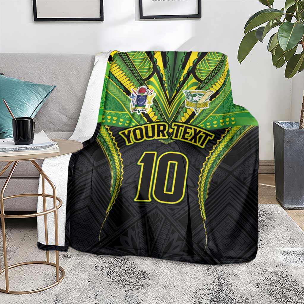 Custom Cook Islands Rugby Blanket Tatau Art Sport Style Black Color LT03 - Polynesian Pride