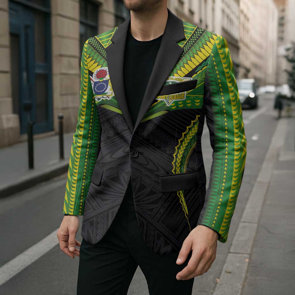 Custom Cook Islands Rugby Blazer Tatau Art Sport Style Black Color LT03 - Polynesian Pride