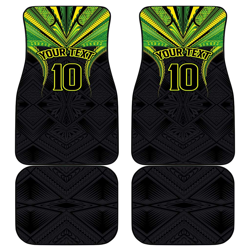 Custom Cook Islands Rugby Car Mats Tatau Art Sport Style Black Color LT03 - Polynesian Pride