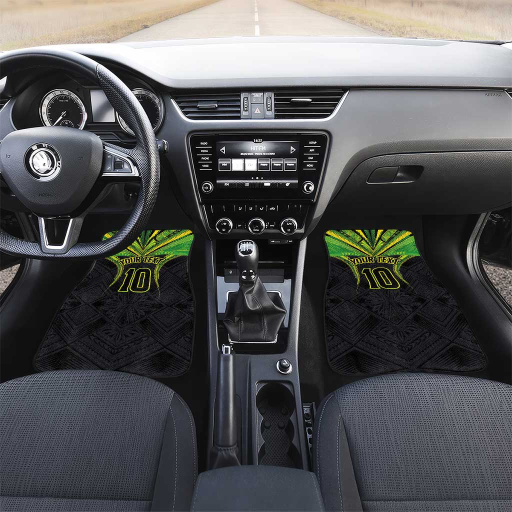 Custom Cook Islands Rugby Car Mats Tatau Art Sport Style Black Color LT03 Set 2pcs - Front Black - Polynesian Pride