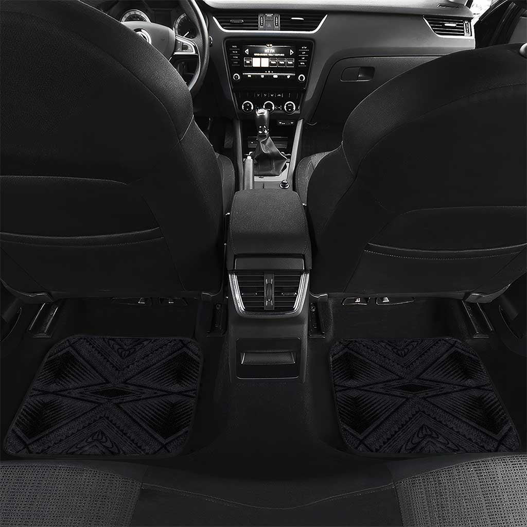 Custom Cook Islands Rugby Car Mats Tatau Art Sport Style Black Color LT03 Set 2pcs - Back Black - Polynesian Pride