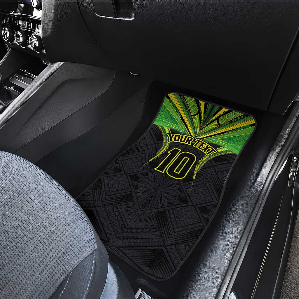 Custom Cook Islands Rugby Car Mats Tatau Art Sport Style Black Color LT03 - Polynesian Pride