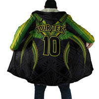 Custom Cook Islands Rugby Cloak Tatau Art Sport Style Black Color LT03 - Polynesian Pride