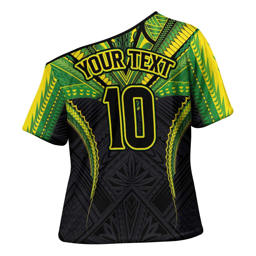 Custom Cook Islands Rugby Cross Shoulder Shirt Tatau Art Sport Style Black Color LT03 - Polynesian Pride