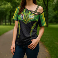 Custom Cook Islands Rugby Cross Shoulder Shirt Tatau Art Sport Style Black Color LT03 - Polynesian Pride