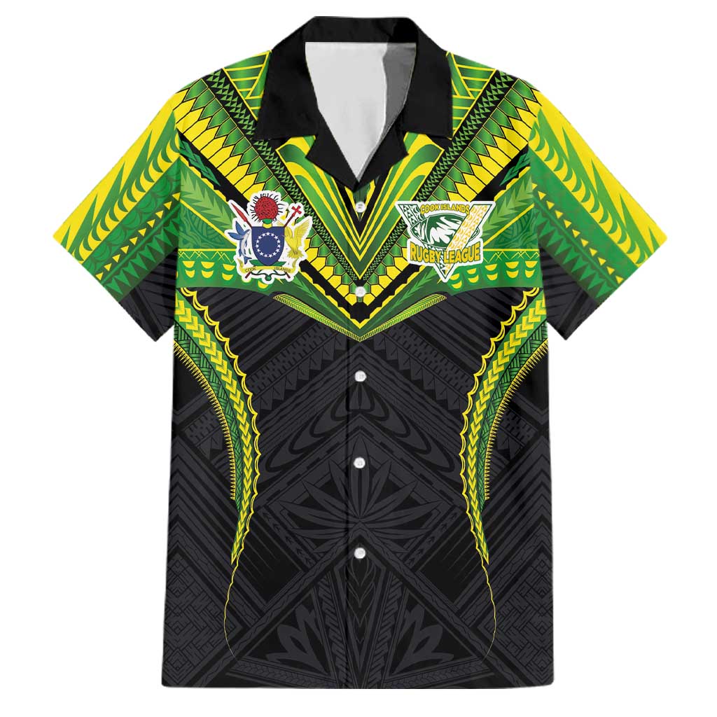 Custom Cook Islands Rugby Family Matching Off The Shoulder Long Sleeve Dress and Hawaiian Shirt Tatau Art Sport Style Black Color