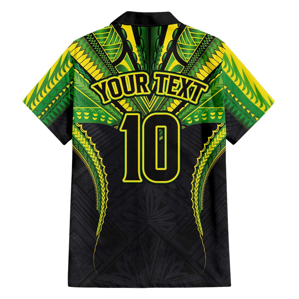Custom Cook Islands Rugby Family Matching Off Shoulder Short Dress and Hawaiian Shirt Tatau Art Sport Style Black Color