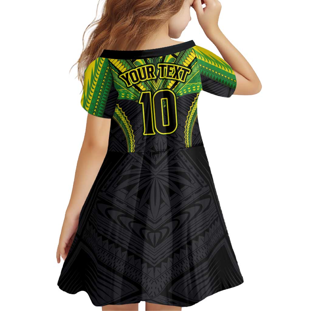Custom Cook Islands Rugby Family Matching Summer Maxi Dress and Hawaiian Shirt Tatau Art Sport Style Black Color