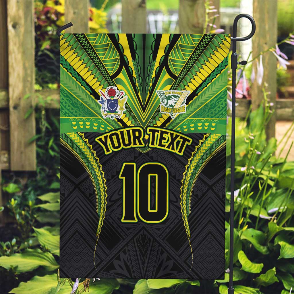Custom Cook Islands Rugby Garden Flag Tatau Art Sport Style Black Color LT03 Garden Flag Black - Polynesian Pride