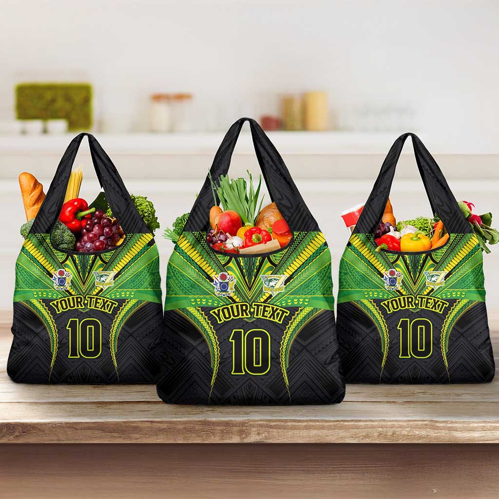 Custom Cook Islands Rugby Grocery Bag Tatau Art Sport Style Black Color LT03 3-pack One Size Black - Polynesian Pride
