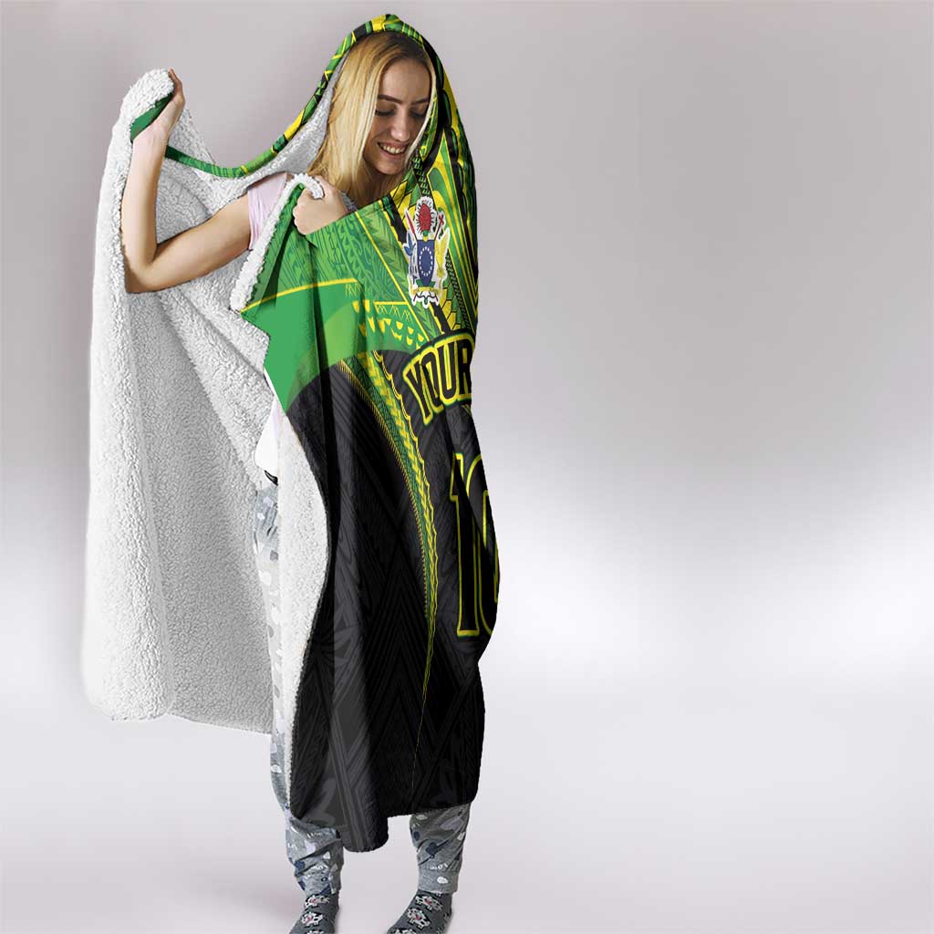 Custom Cook Islands Rugby Hooded Blanket Tatau Art Sport Style Black Color LT03 - Polynesian Pride