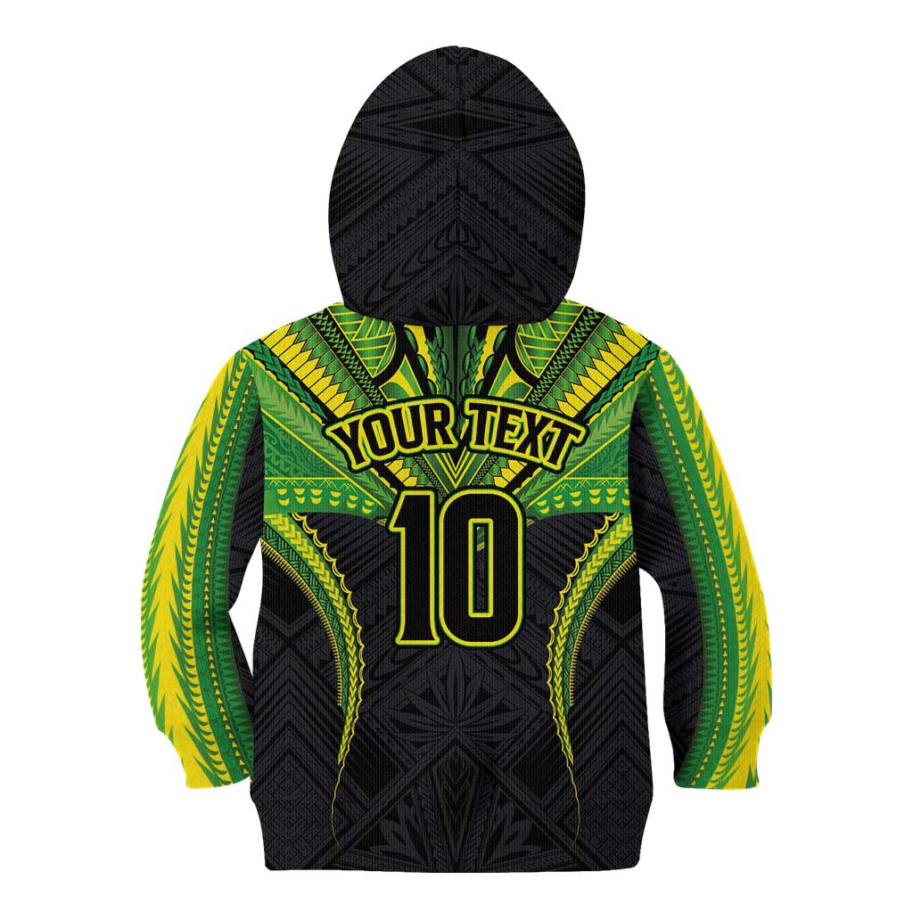 Custom Cook Islands Rugby Kid Hoodie Tatau Art Sport Style Black Color LT03 - Polynesian Pride