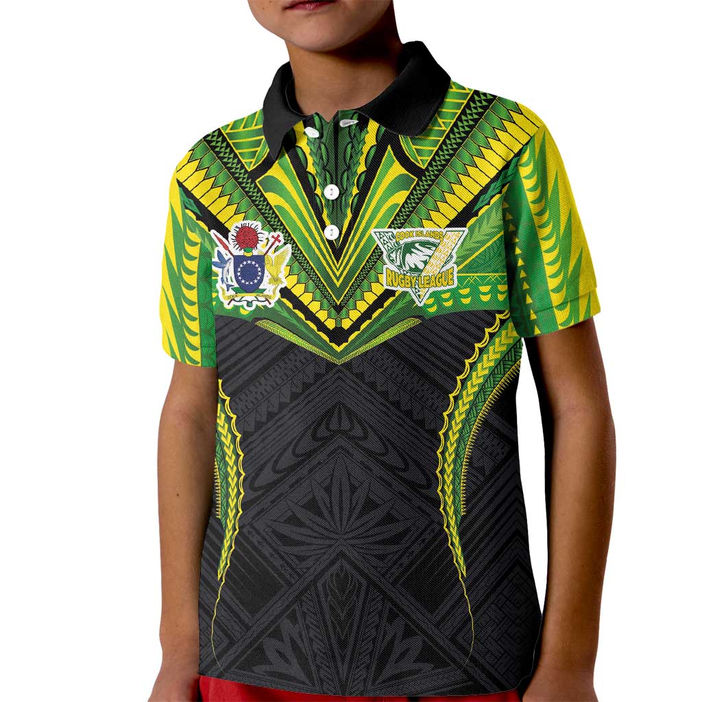 Custom Cook Islands Rugby Kid Polo Shirt Tatau Art Sport Style Black Color LT03 Kid Black - Polynesian Pride