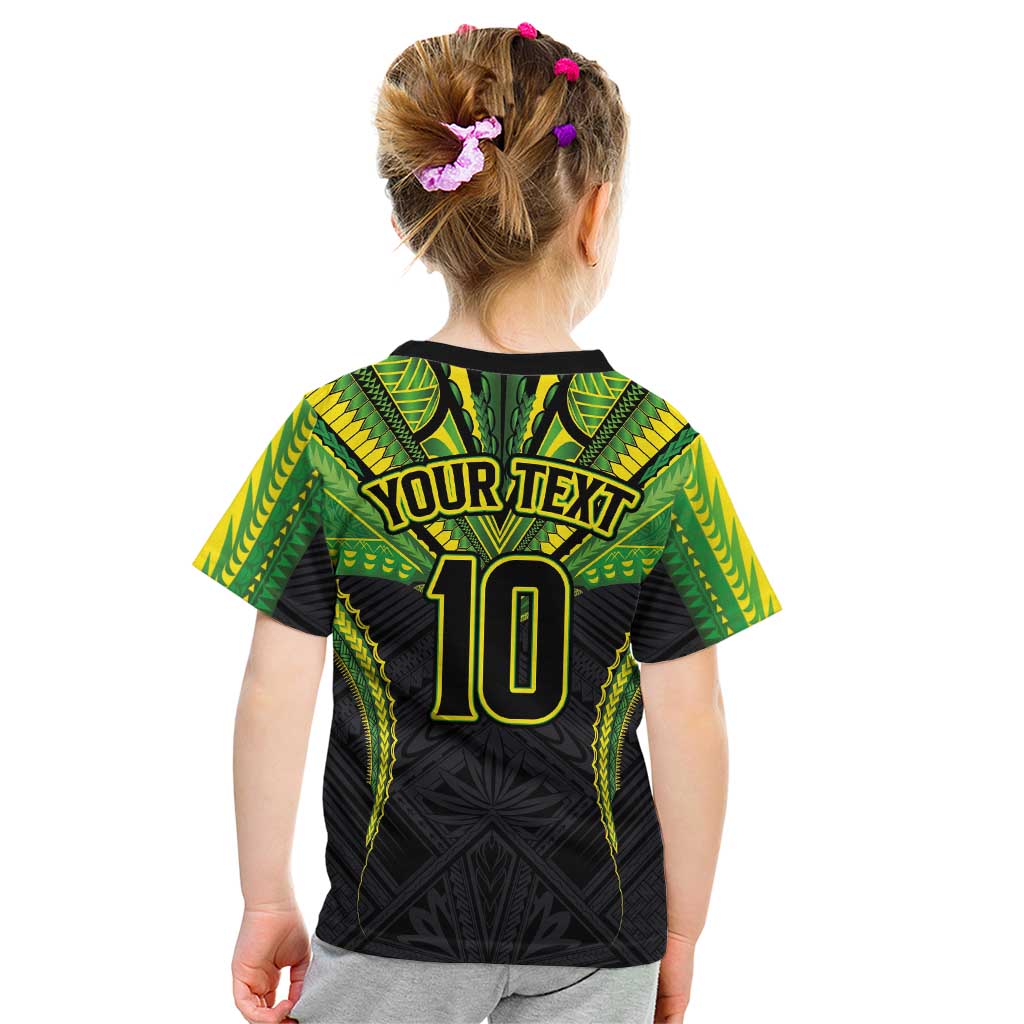 Custom Cook Islands Rugby Kid T Shirt Tatau Art Sport Style Black Color LT03 - Polynesian Pride