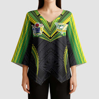 Custom Cook Islands Rugby Kimono Sleeve Blouse Tatau Art Sport Style Black Color LT03 - Polynesian Pride