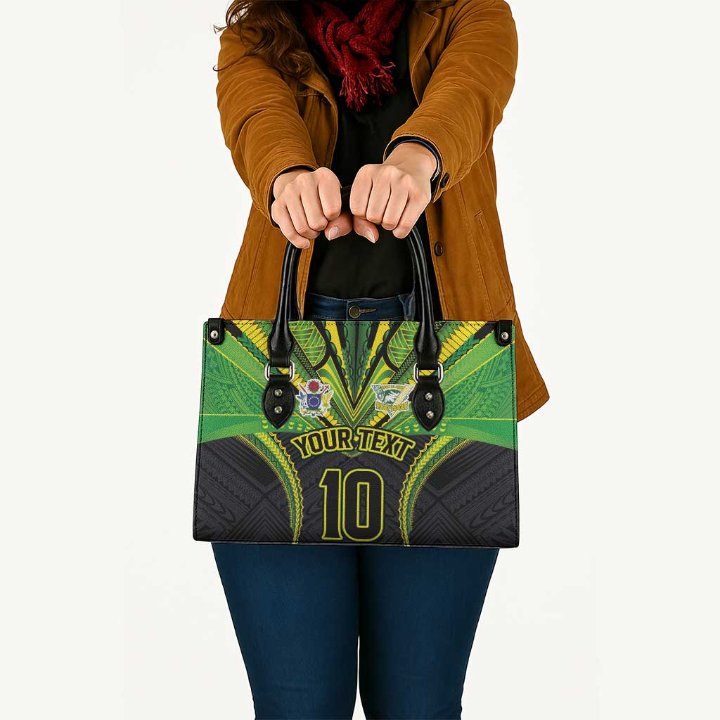Custom Cook Islands Rugby Leather Bag Tatau Art Sport Style Black Color LT03 - Polynesian Pride