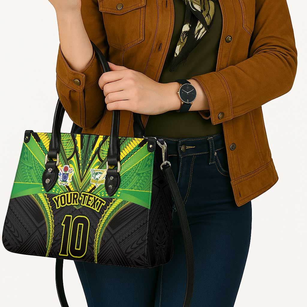 Custom Cook Islands Rugby Leather Bag Tatau Art Sport Style Black Color LT03 - Polynesian Pride