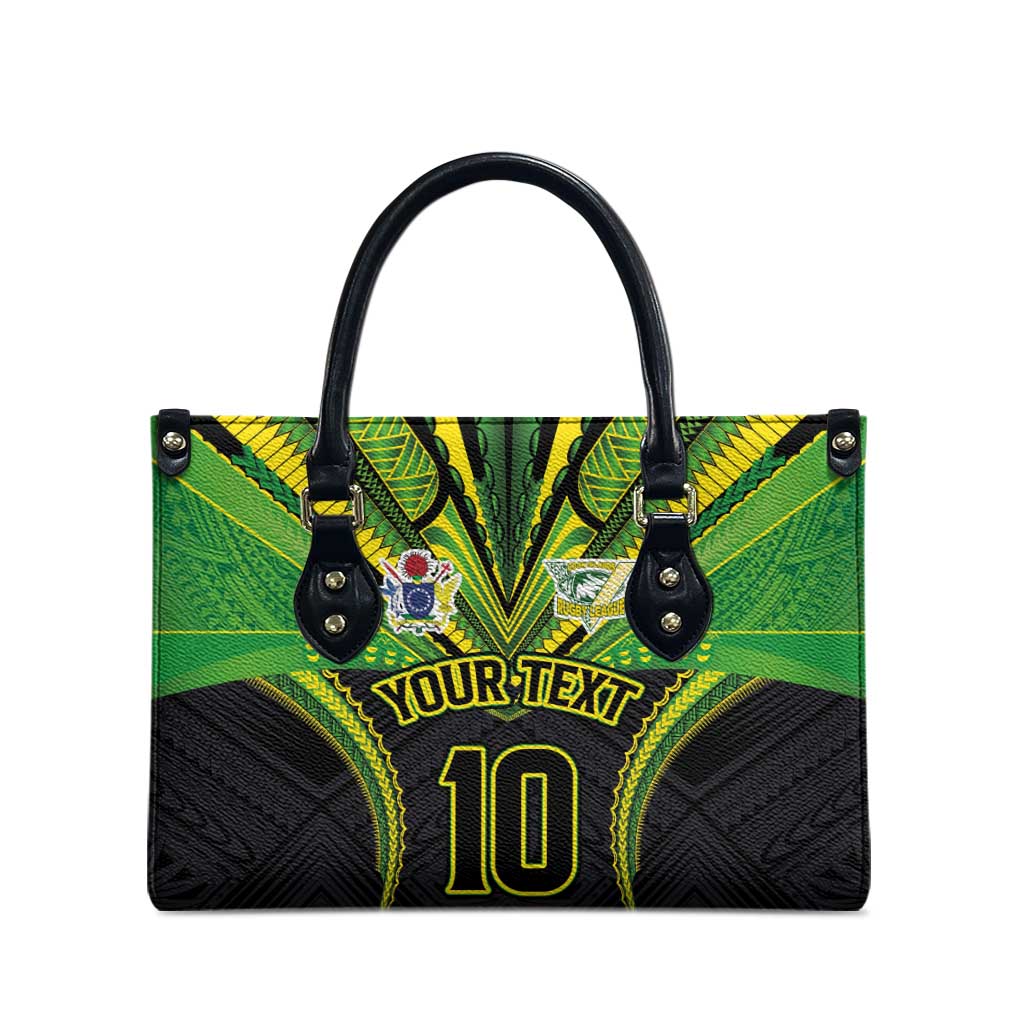 Custom Cook Islands Rugby Leather Bag Tatau Art Sport Style Black Color LT03 - Polynesian Pride