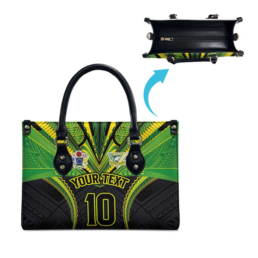 Custom Cook Islands Rugby Leather Bag Tatau Art Sport Style Black Color LT03 - Polynesian Pride
