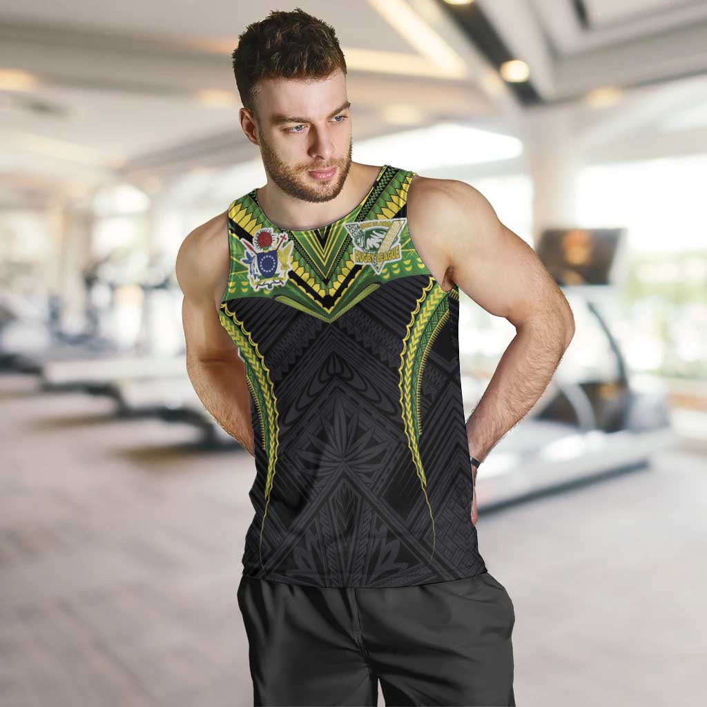 Custom Cook Islands Rugby Men Tank Top Tatau Art Sport Style Black Color LT03 Black - Polynesian Pride