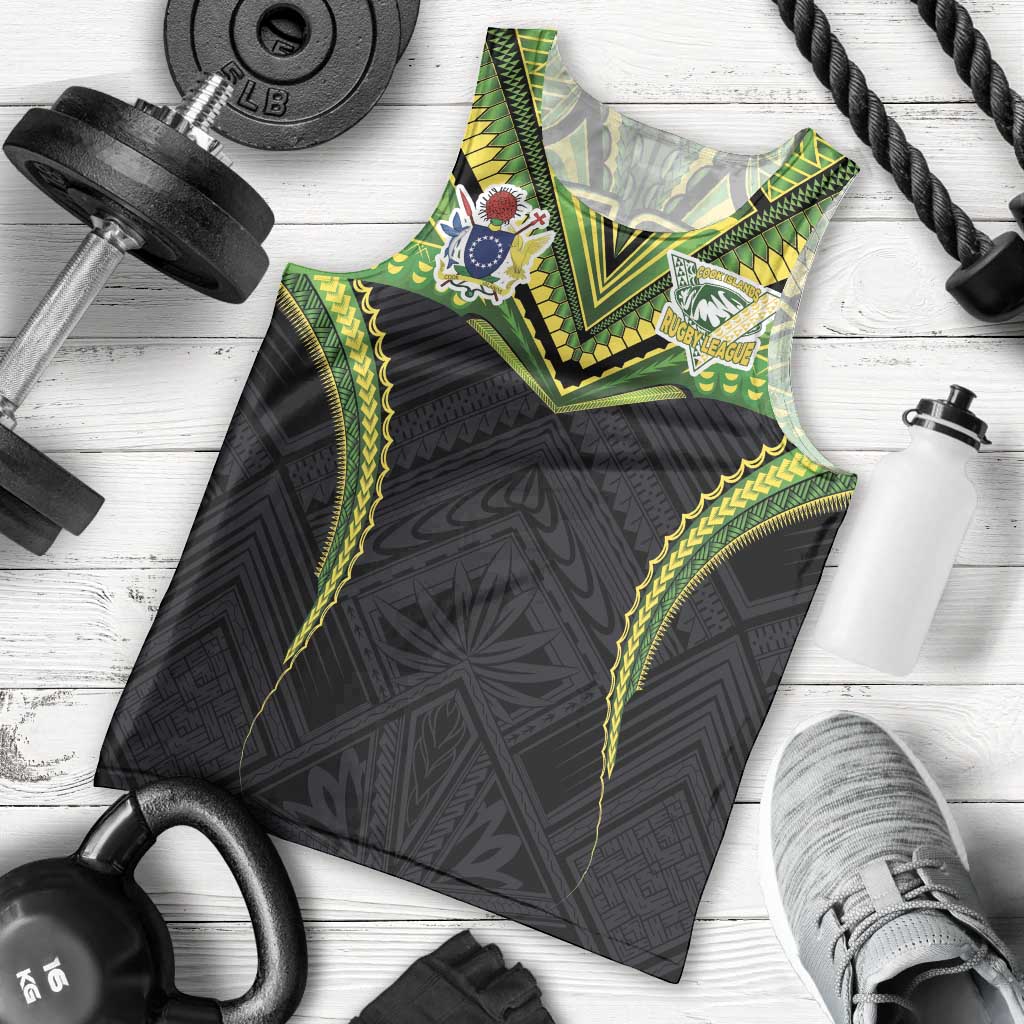 Custom Cook Islands Rugby Men Tank Top Tatau Art Sport Style Black Color LT03 - Polynesian Pride