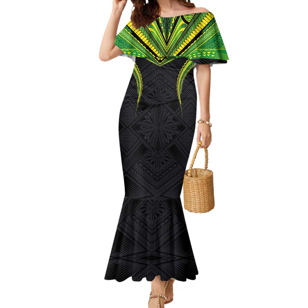 Custom Cook Islands Rugby Mermaid Dress Tatau Art Sport Style Black Color LT03 Women Black - Polynesian Pride
