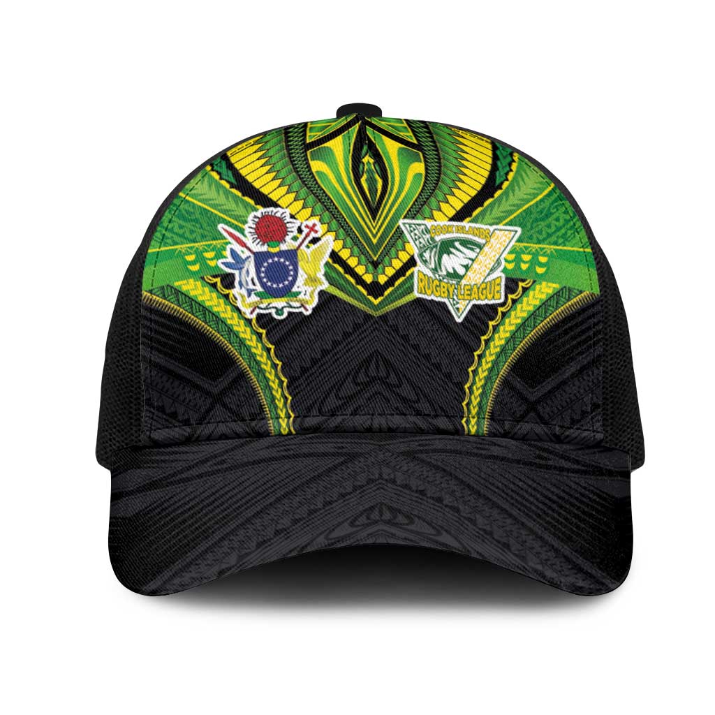 Cook Islands Rugby Mesh Trucker Cap Tatau Art Sport Style Black Color LT03 One Size Black Black - Polynesian Pride