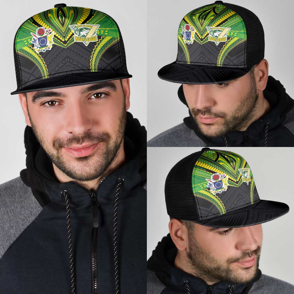 Cook Islands Rugby Mesh Trucker Cap Tatau Art Sport Style Black Color LT03 - Polynesian Pride