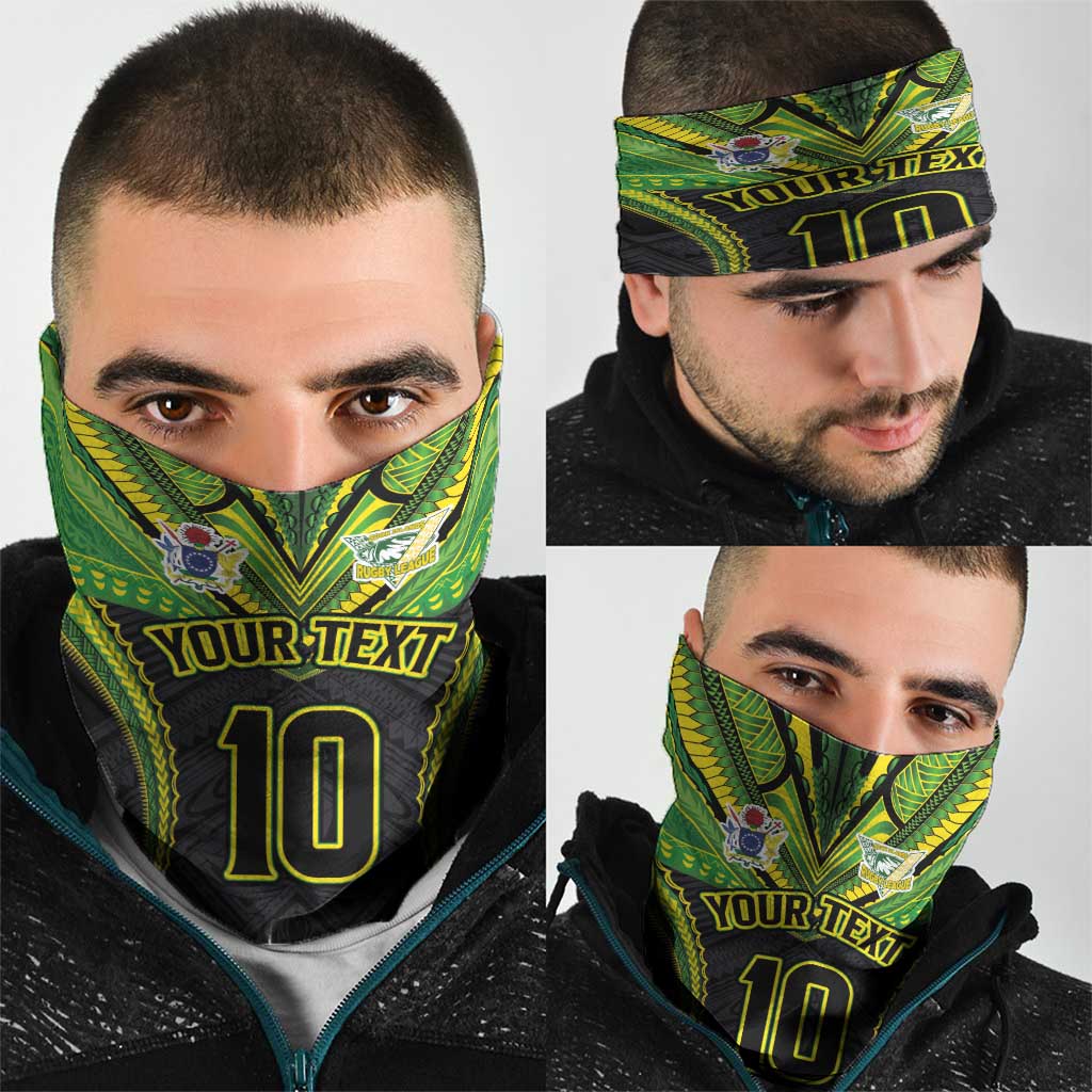 Custom Cook Islands Rugby Neck Gaiter Tatau Art Sport Style Black Color LT03 - Polynesian Pride