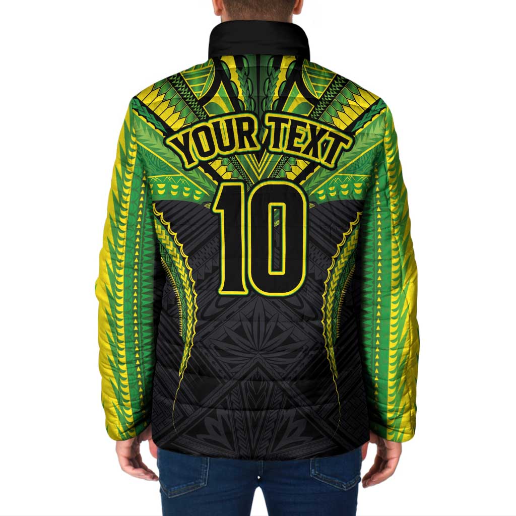 Custom Cook Islands Rugby Padded Jacket Tatau Art Sport Style Black Color LT03 - Polynesian Pride