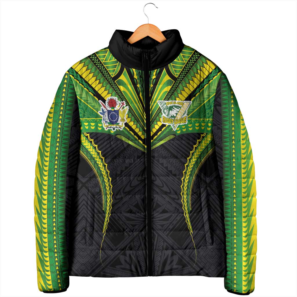 Custom Cook Islands Rugby Padded Jacket Tatau Art Sport Style Black Color LT03 - Polynesian Pride