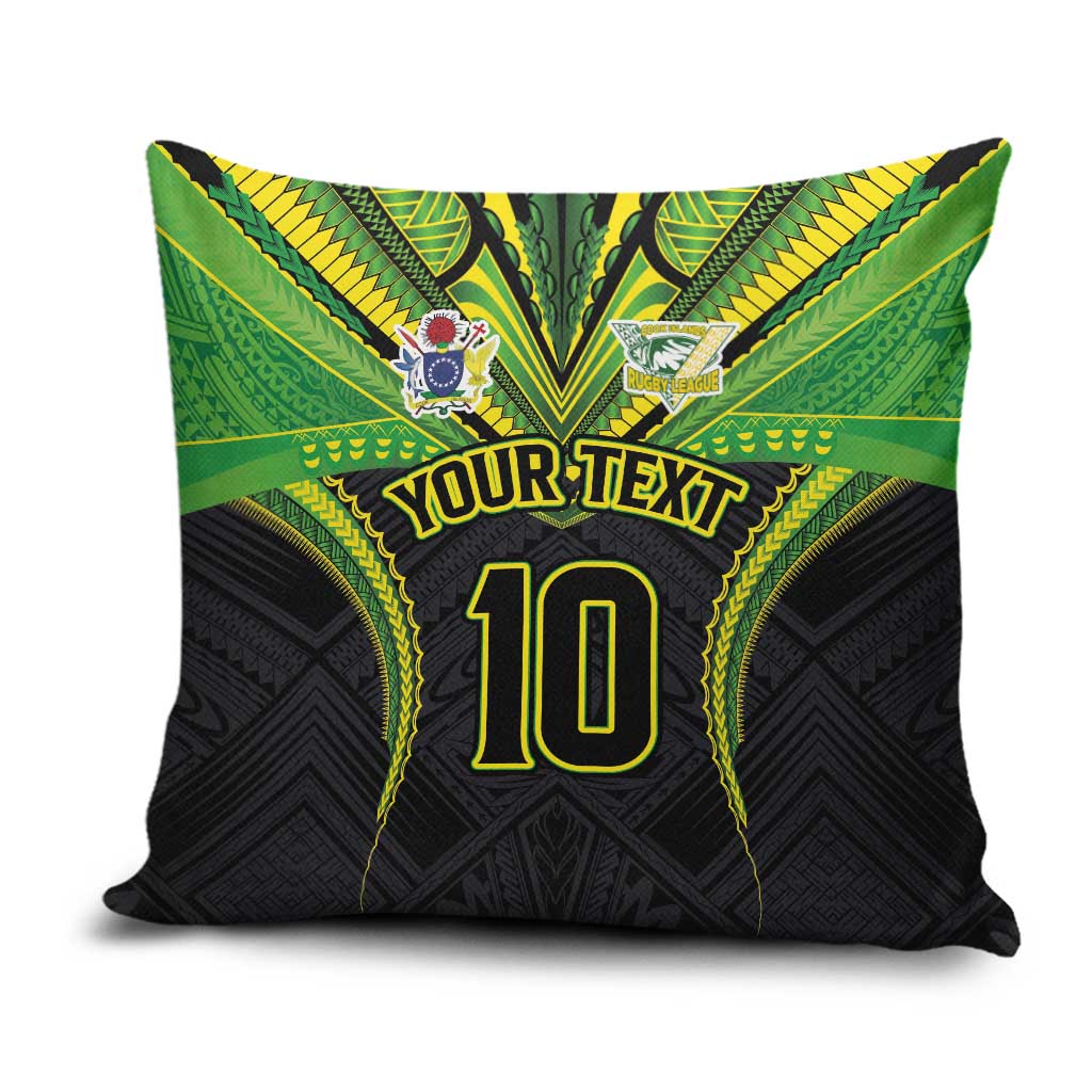 Custom Cook Islands Rugby Pillow Cover Tatau Art Sport Style Black Color LT03 Black - Polynesian Pride