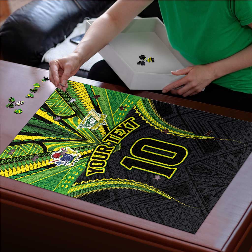 Custom Cook Islands Rugby Puzzle Tatau Art Sport Style Black Color LT03 - Polynesian Pride