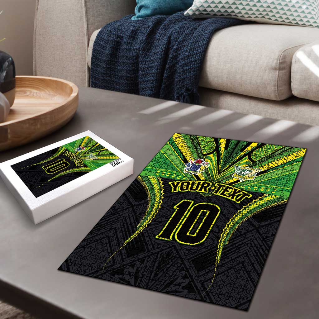 Custom Cook Islands Rugby Puzzle Tatau Art Sport Style Black Color LT03 - Polynesian Pride