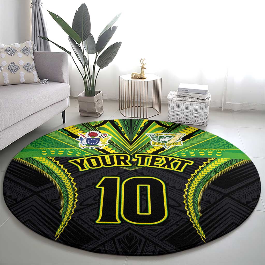 Custom Cook Islands Rugby Round Carpet Tatau Art Sport Style Black Color LT03 - Polynesian Pride