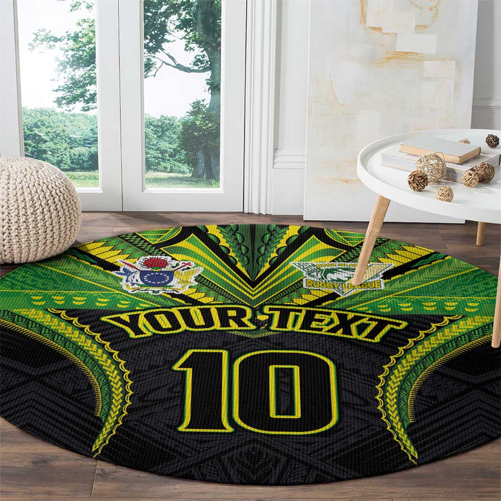 Custom Cook Islands Rugby Round Carpet Tatau Art Sport Style Black Color LT03 - Polynesian Pride