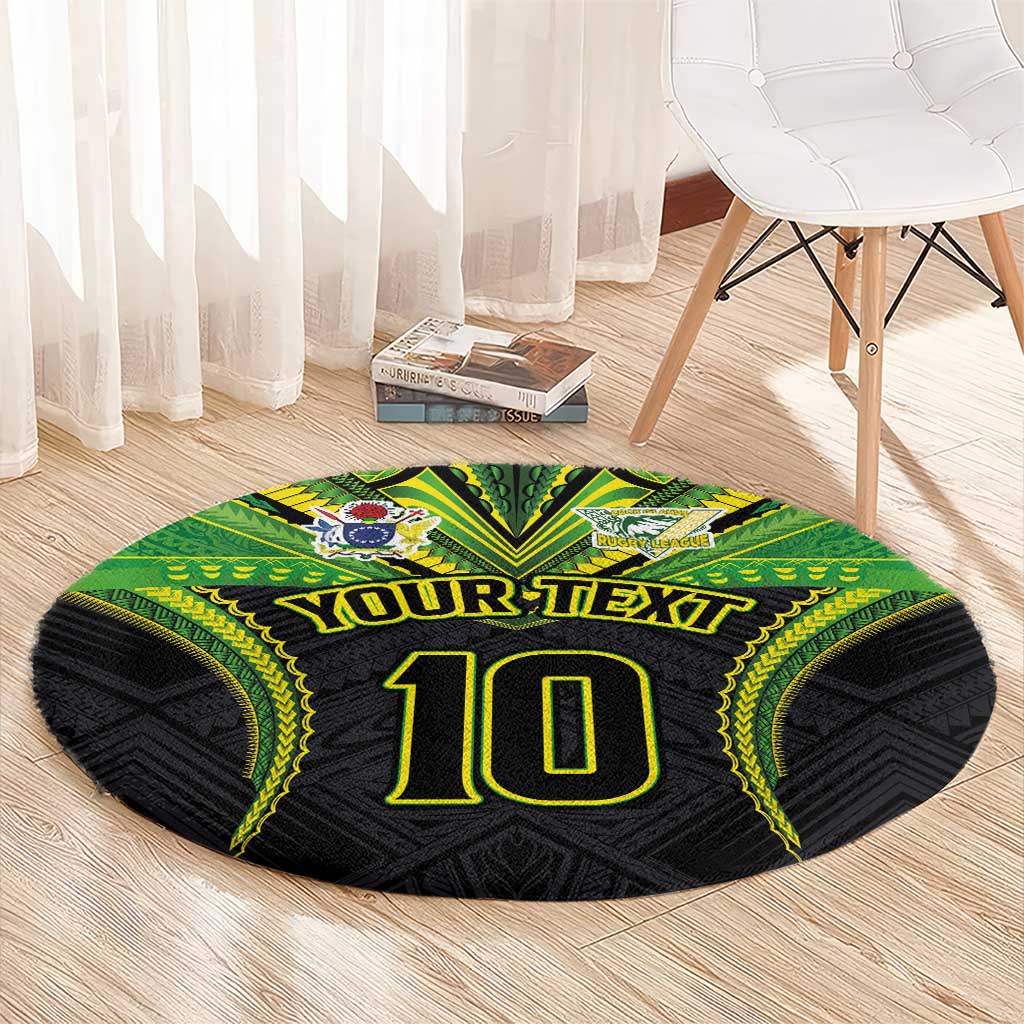 Custom Cook Islands Rugby Round Carpet Tatau Art Sport Style Black Color LT03 - Polynesian Pride