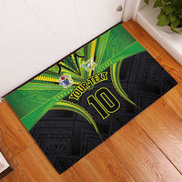 Custom Cook Islands Rugby Rubber Doormat Tatau Art Sport Style Black Color LT03 - Polynesian Pride