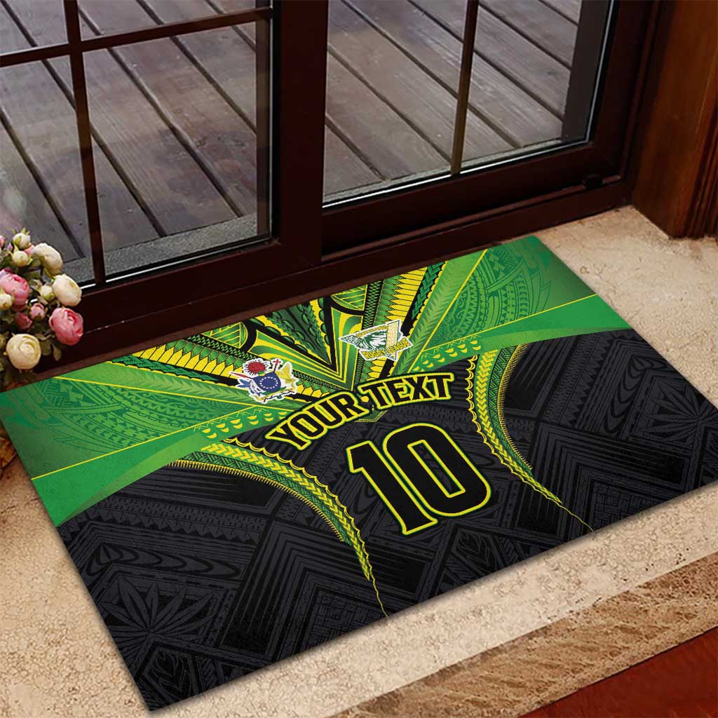 Custom Cook Islands Rugby Rubber Doormat Tatau Art Sport Style Black Color LT03 - Polynesian Pride