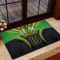 Custom Cook Islands Rugby Rubber Doormat Tatau Art Sport Style Black Color LT03 - Polynesian Pride