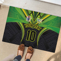 Custom Cook Islands Rugby Rubber Doormat Tatau Art Sport Style Black Color LT03 - Polynesian Pride
