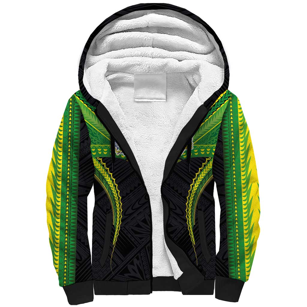 Custom Cook Islands Rugby Sherpa Hoodie Tatau Art Sport Style Black Color LT03 Unisex Black - Polynesian Pride