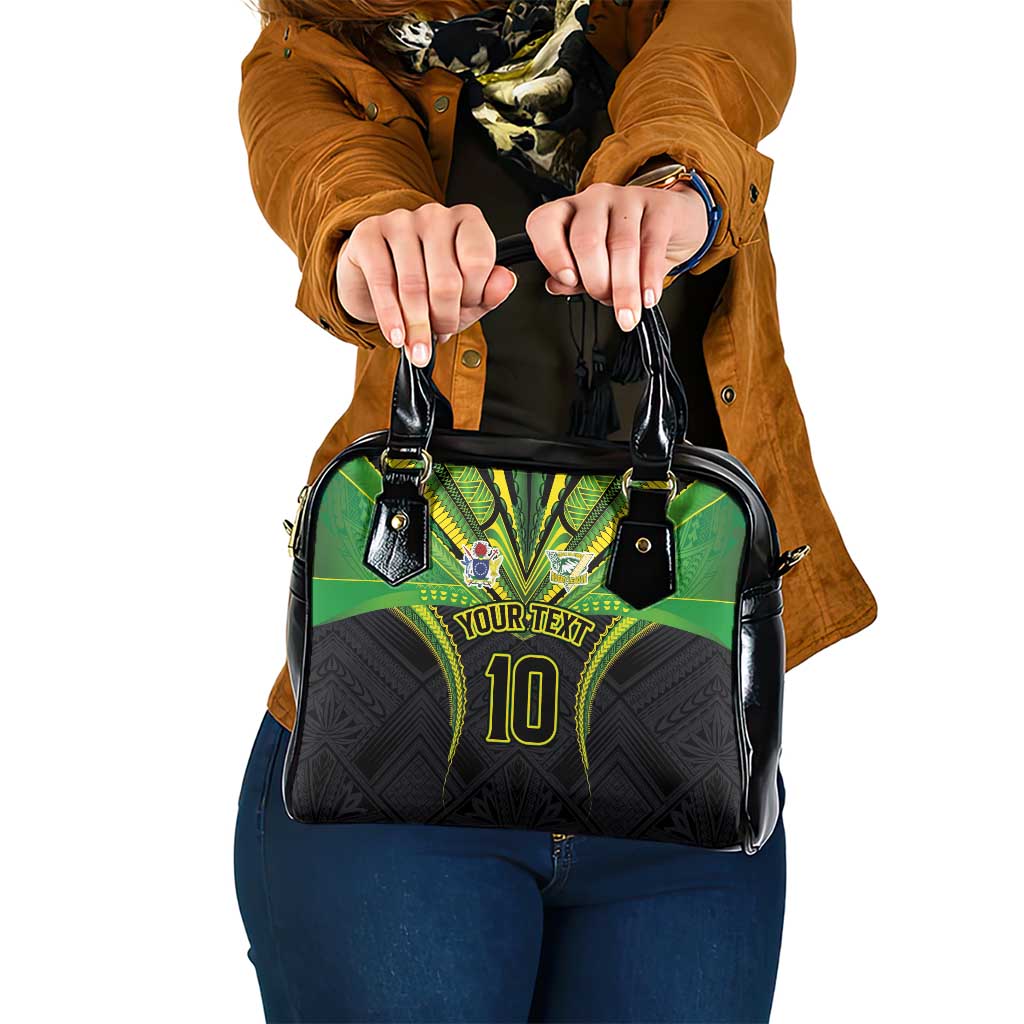 Custom Cook Islands Rugby Shoulder Handbag Tatau Art Sport Style Black Color LT03 One Size Black - Polynesian Pride