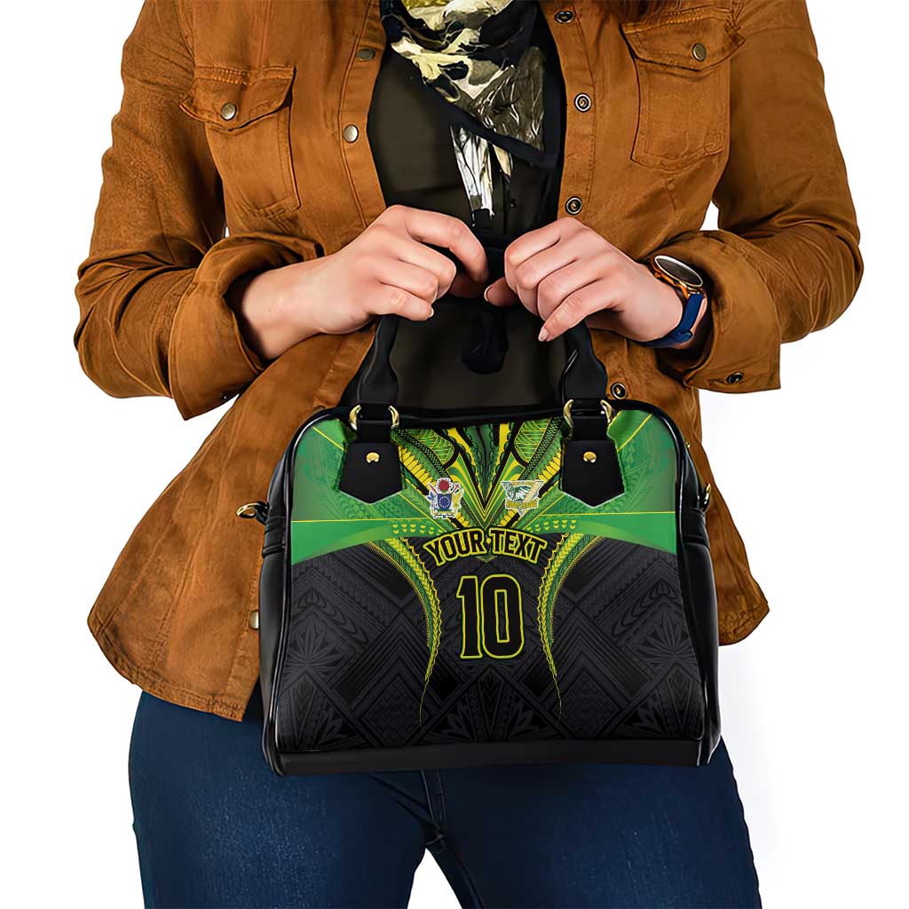 Custom Cook Islands Rugby Shoulder Handbag Tatau Art Sport Style Black Color LT03 - Polynesian Pride