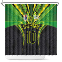 Custom Cook Islands Rugby Shower Curtain Tatau Art Sport Style Black Color LT03 Black - Polynesian Pride